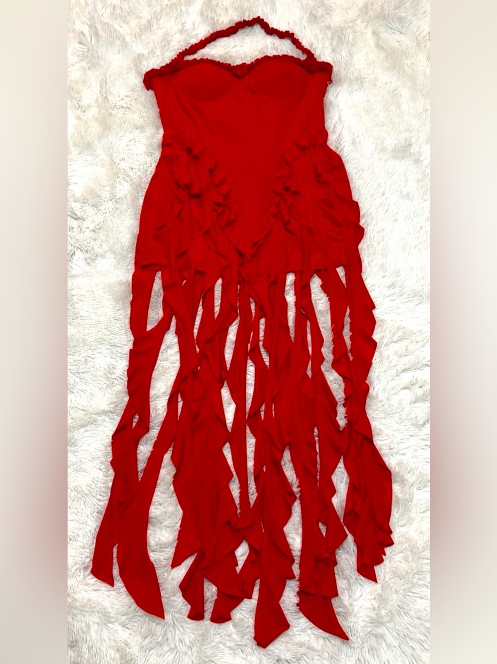 Red Fringe Maxi Dress (New without tag)